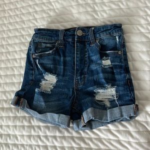 dark wash jean shorts